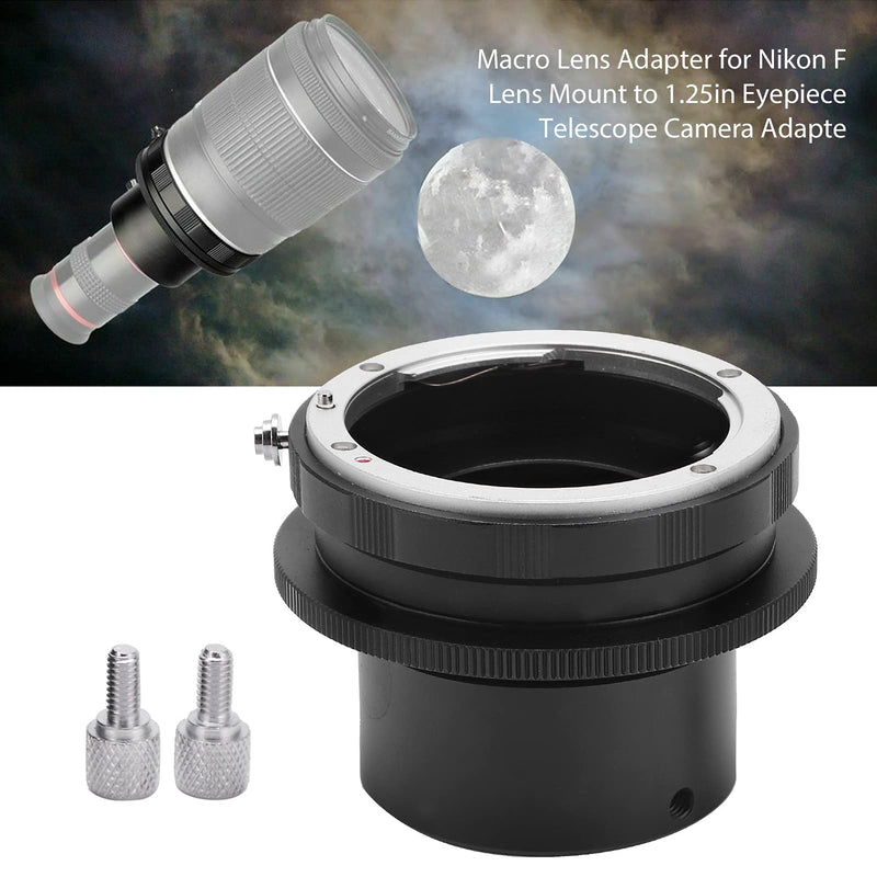 Hilitand Camera Macro Lens Adapter Ring for Nikon F Mount Lens to 1.25in Telescope Eyepiece Adapter for Photography Guiding