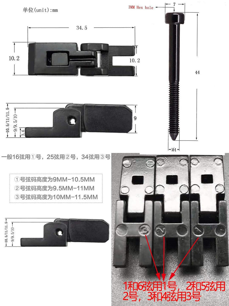 Set of 6 Double Locking Systyem Locked Saddles for Floyd Rose Guitar Tremolo Bridge(Chrome) chrome