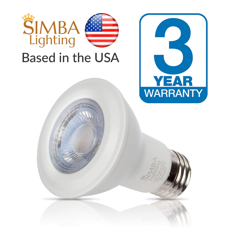 LED PAR20 Light Bulb 6W 38deg Spotlight Dimmable (6-Pack) by Simba Lighting for Indoor Recessed Can, Range Hood and Outdoor PAR 20, 120V E26 Base, 40W to 50W Halogen Replacement, 3000K Soft White