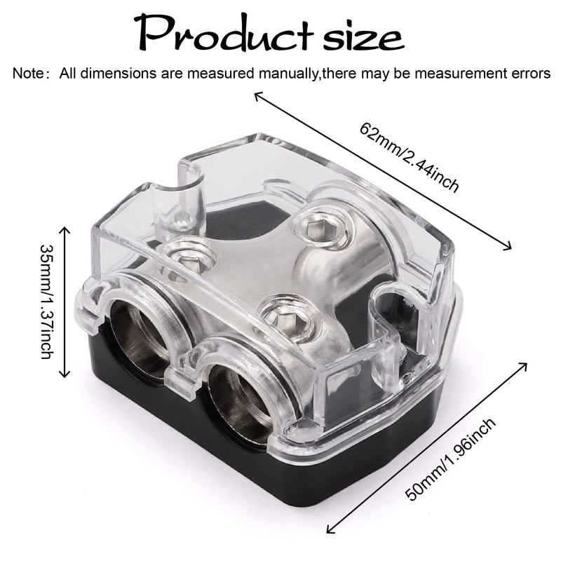 2PCS TuoLauthon 2 Way Power Distribution Block 1x0GA in / 2x 0GA Out Circuit Protector Distribution Connecting Blocks for Car Audio Splitter 1in&2out