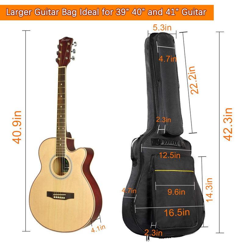CAHAYA 40 41 Inch Acoustic Guitar Bag 0.3 Inch Thick Padding Waterproof Guitar Case Gig Bag with Back Hanger Loop and Music Stand Pocket cal-guitar-bags-and-cases