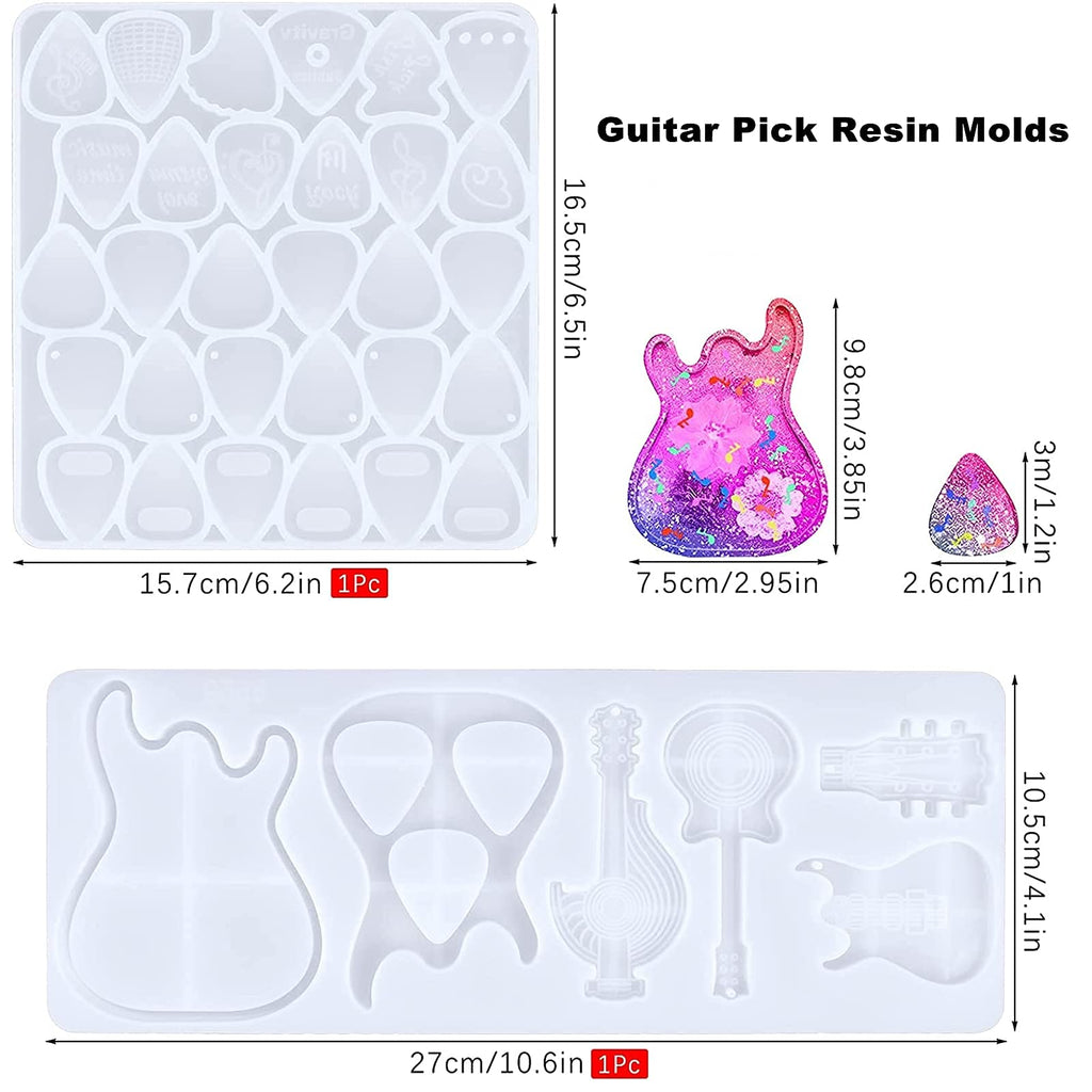 Guitar Pick Resin Molds, Guitar Triangle Plectrum Silicone Moulds for Guitar Epoxy Resin Molds Musical Accessories, Keychain, Necklace, Decoration transparent