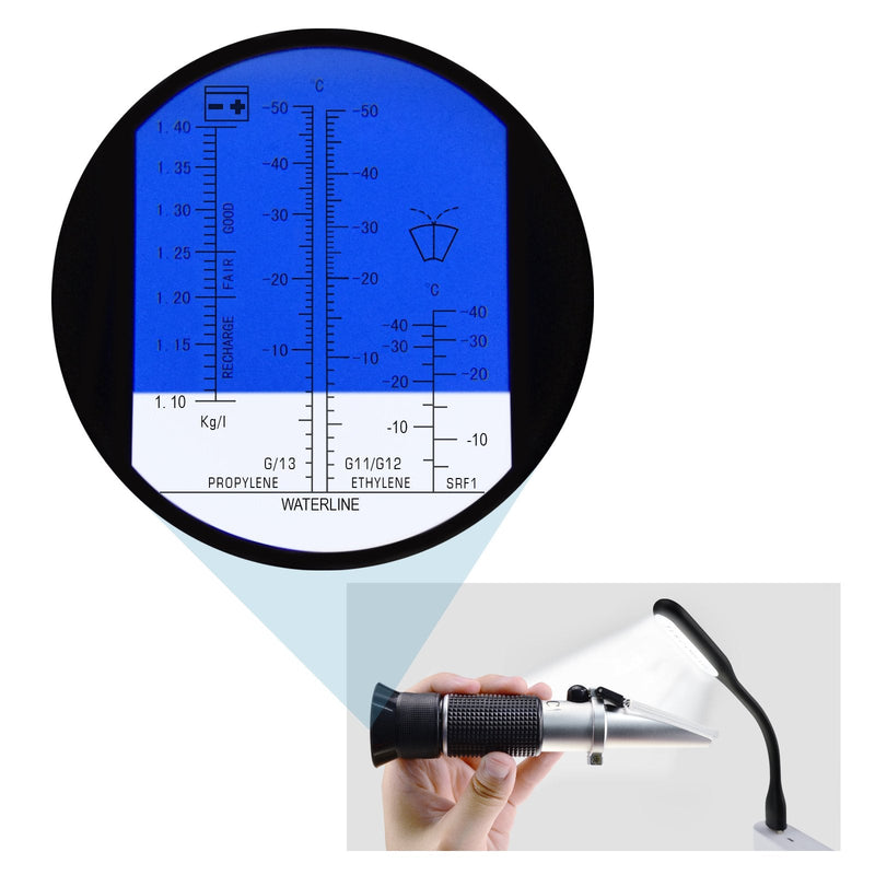 Car Antifreeze System Glycol Propylene Ethylene Battery Acid 1.10 – 1.40 kg/l Cleaning -40~0°C Windshield Fluid Refractometer Automatic Temperature Compensation ATC (°C)
