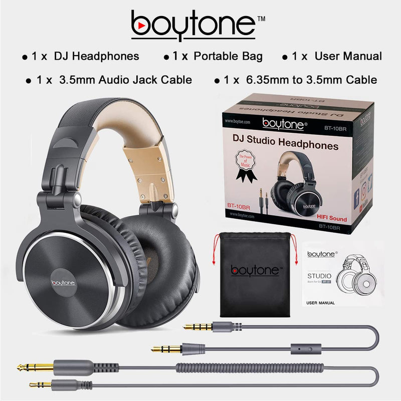 [AUSTRALIA] - Boytone BT-10BR Wired Over Ear Headphones Studio Monitor & Mixing DJ Stereo Headsets with 50mm Drivers and 1/4 to 3.5mm Audio Jack for Audio Mixer Computer, Phone, Guitar, Laptop, Amplifier 