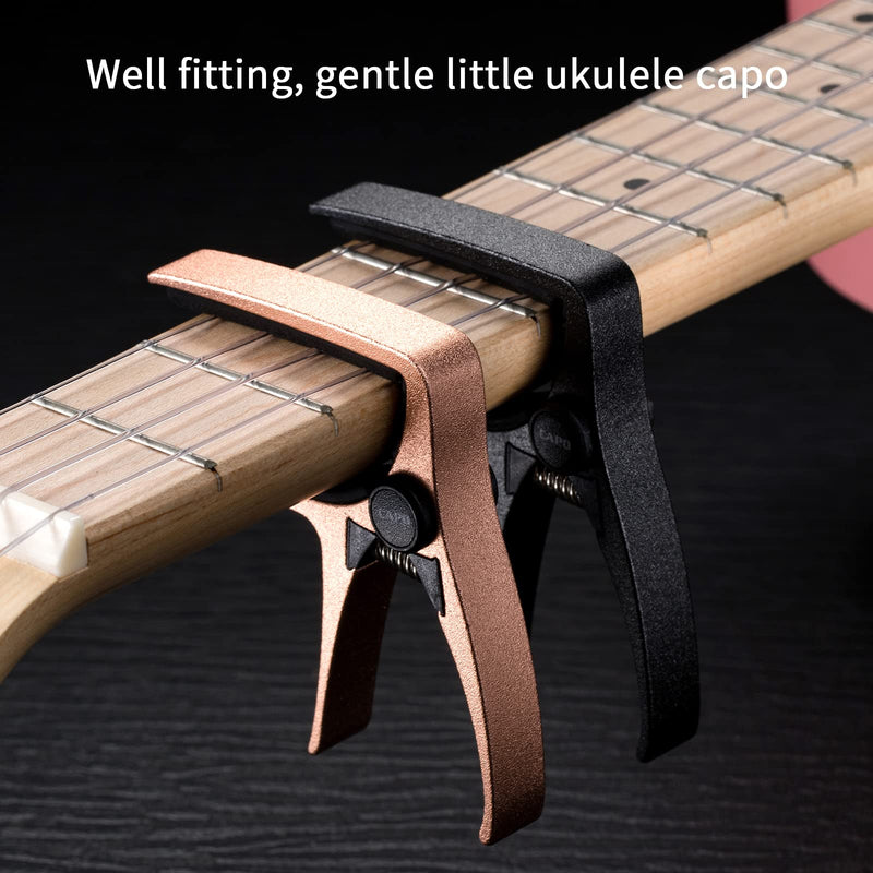 Ukulele Capo for 4 String Guitar and Mandolin, Mini Size Professional Ukulele Capo (Gold) Gold