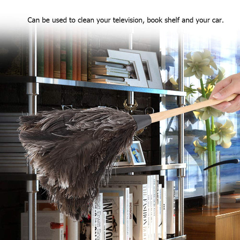 Ostrich Feather Duster, 22'' Super Soft Handmade Washable Non-electrostatic Ostrich Cleaning Duster Easy Efficient Dusting with Wooden Handle (Brown)