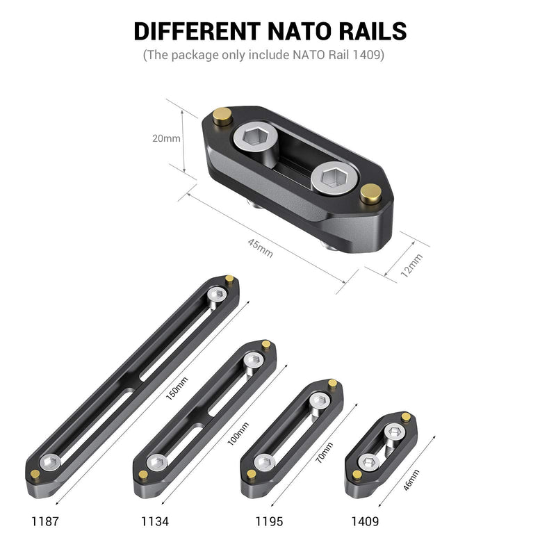 SMALLRIG Quick Release Safety Rail 4cm 1.57 Inches Long with 1/4'' Screws - 1409 4 cm