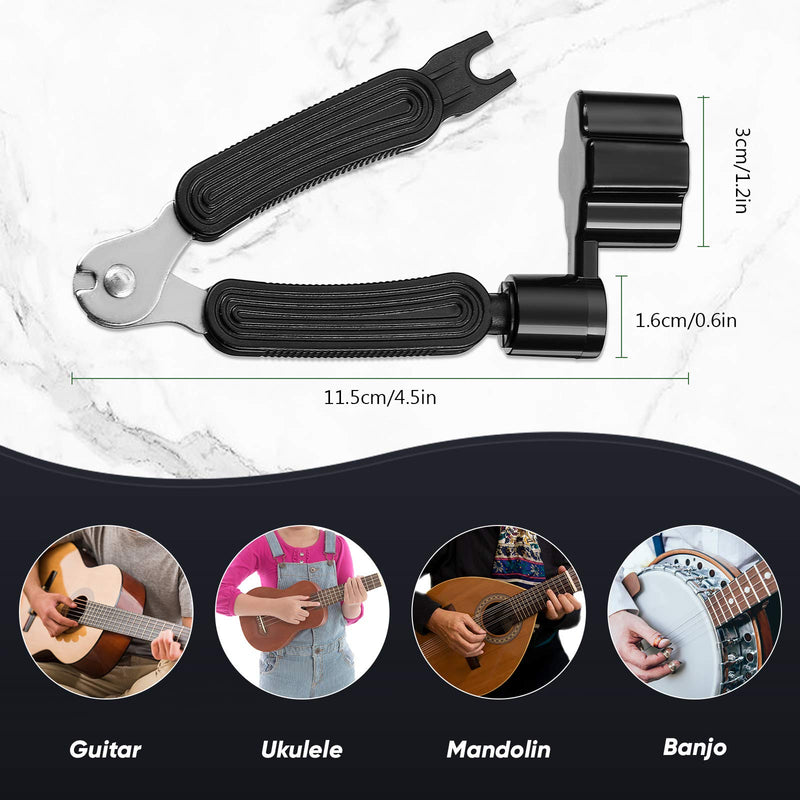 eBoot 3-in-1 Guitar String Winder Cutter and String Pin Puller Multifunctional Guitar Repair Tool with 8 Pieces Guitar Picks Including 0.46 mm, 0.71 mm, 0.96 mm, 1.2 mm