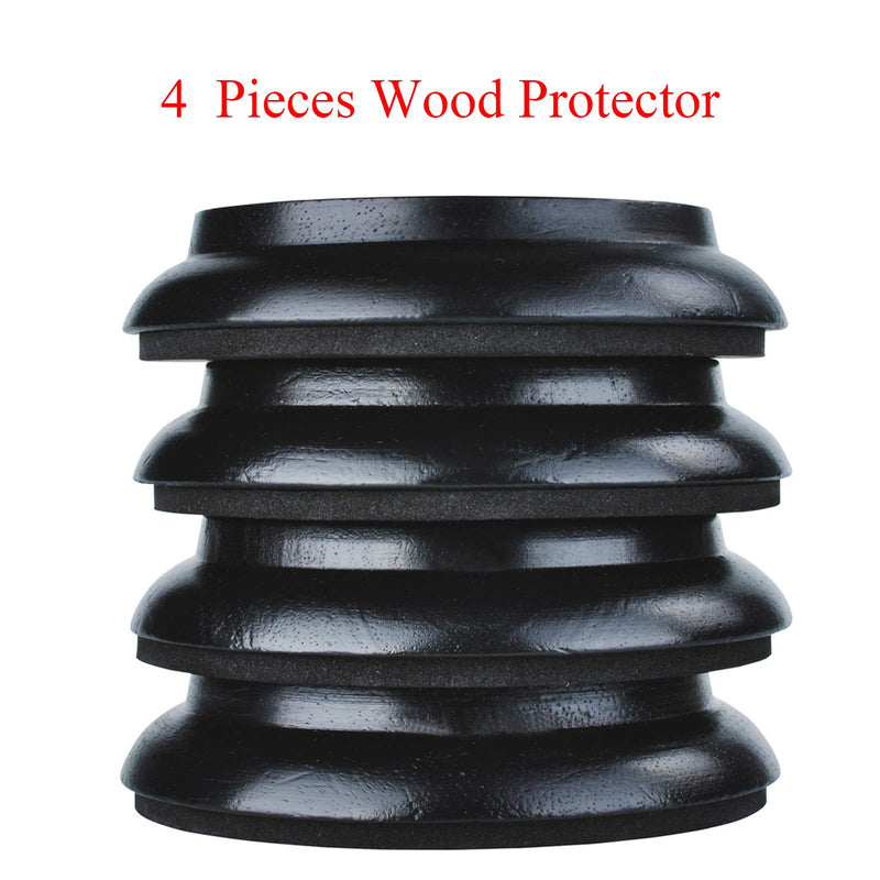 QJFCare 4Pcs Piano Caster Cups Grand Upright Piano Wheels Feet Floor Protectors, Solid Wood Casters Cups Wood Sliders Caster Pads with Non-Slip & Anti-Noise Foam Set of 4, Black