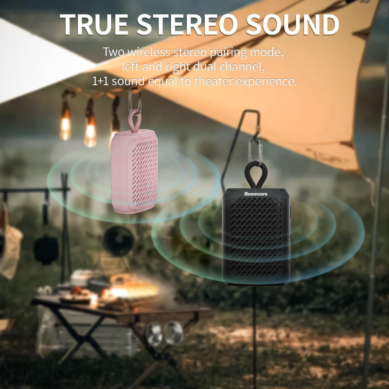 [AUSTRALIA] - Boomcore Ultra-Portable Bluetooth Speaker, 12H Small Box with Big Sound, Lightweight and Rugged Outdoor Speaker, Wireless IPX7 Waterproof Speaker for Home, Party, Gift for Women/Girls - Pink 