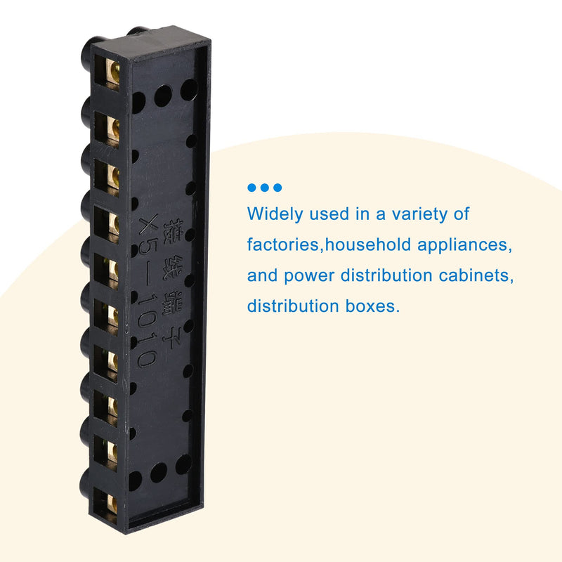 MECCANIXITY Terminal Block 500V 10A Dual Row 10 Positions Screw Electric Barrier Strip 3 Pcs