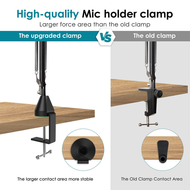 Table Mount Clamp for Mic - Boom Arm Clamp for Microphone Arm Stand with Adjustable Screw, the Maximum Gap is 6cm/2.36 inch by YOUSHARES