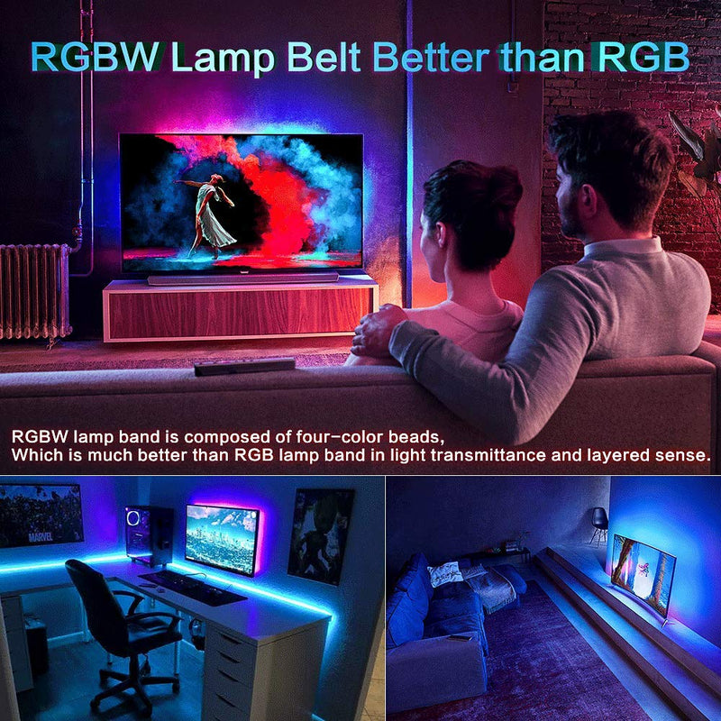 [AUSTRALIA] - Bason LED TV Backlight- White+RGB Led Light Strip, 16 Colors Waterproof LED Lights for TV, USB Bias Lighting with Remote for Home Movie Theater Decor.(60-70") 