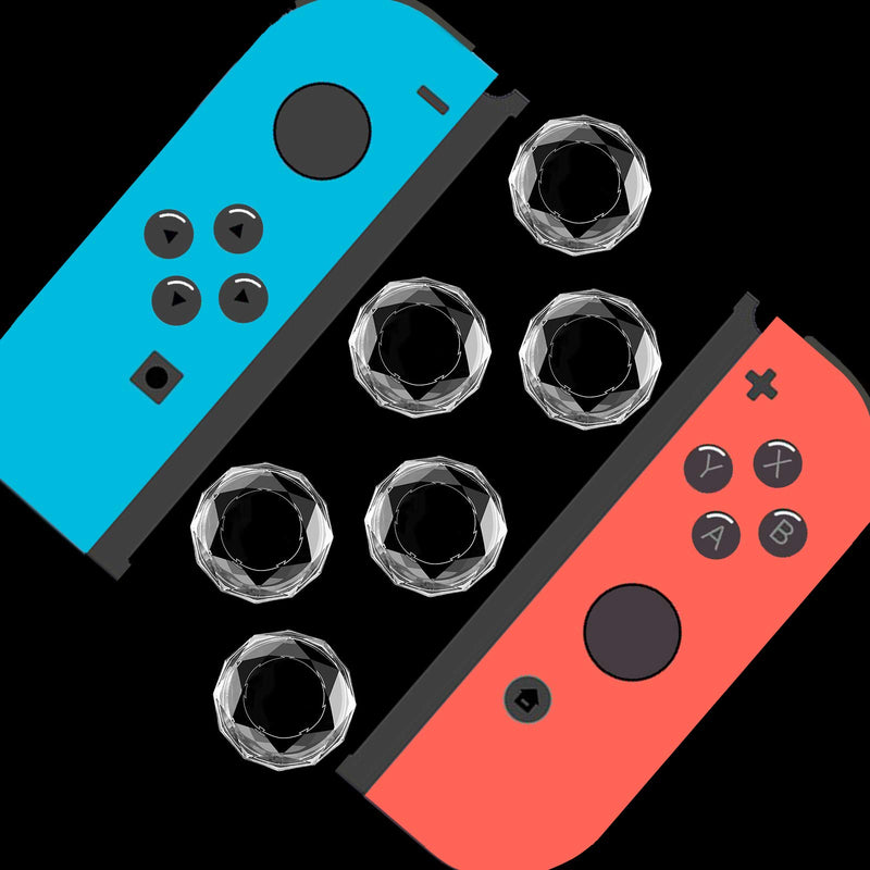 6 Pieces Crystal Thumb Grips Hard Plastic Controller Thumb Grip Caps Transparent Joystick Cap Cover Compatible with Nintendo Switch, Switch Lite, Joy-Con