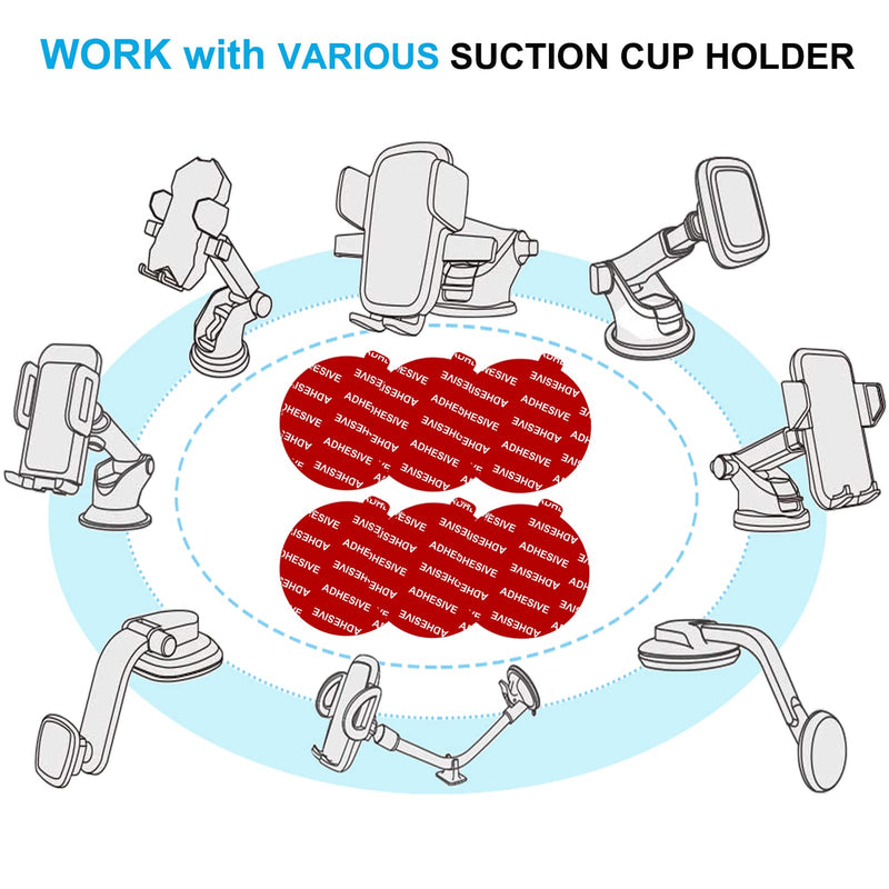 Dashboard Pad Mounting Disk Sticky Adhesive Replacement Kit, PKYAA 6pcs 2.1"(53mm) Circle Heat Resistant Double-Sided Stickers for Suction Cup Car Phone Holder Disc & Windshield Dash Cam
