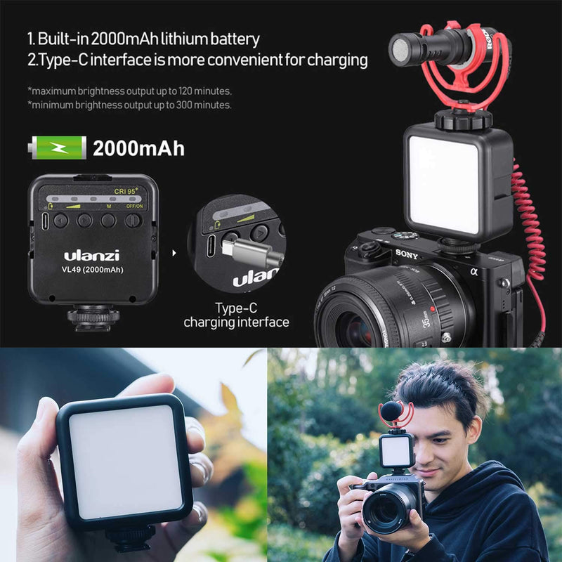 Ulanzi VL49 LED Video Light for Camera Hot Shoe or Tripod (VL49 LED)