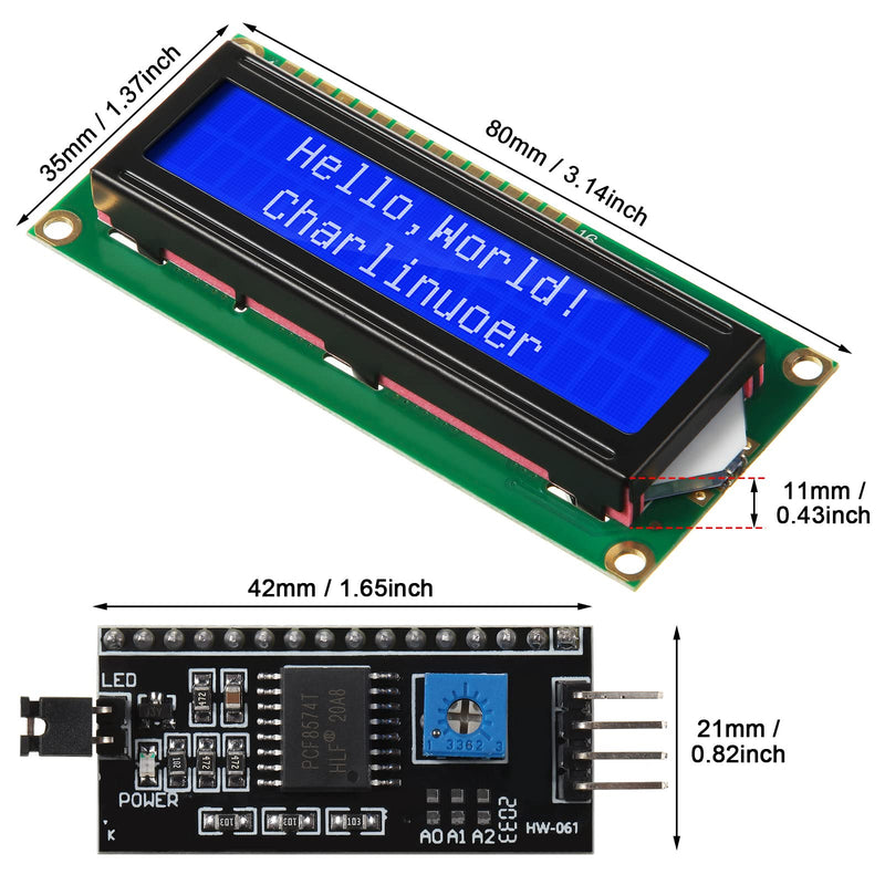 Weewooday 8 Pieces IIC/ I2C/ TWI LCD Serial Interface Adapter and LCD Module Display Backlight Compatible with Arduino R3 MEGA2560 (Blue,LCD 1602 16 x 2) LCD 1602 16 x 2 Blue