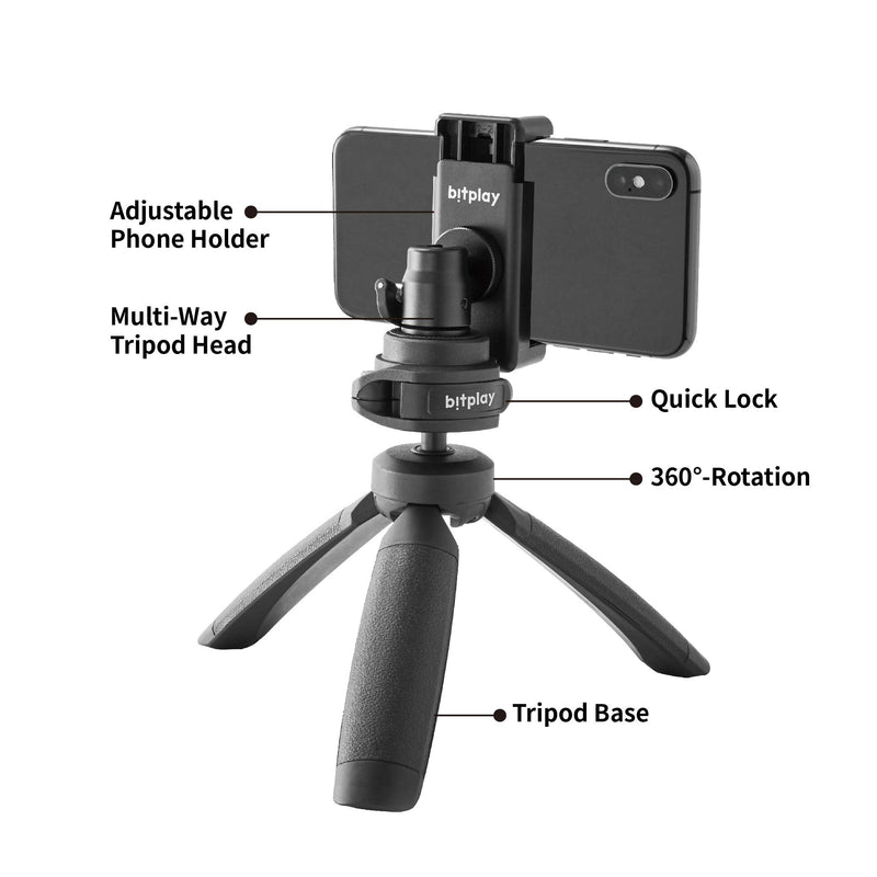 bitplay Inspire Tripod - Multi-Way Mini Tripod with Adjustable Mobile Phone Holder (for iPhone/Android/Camera/DLSR)