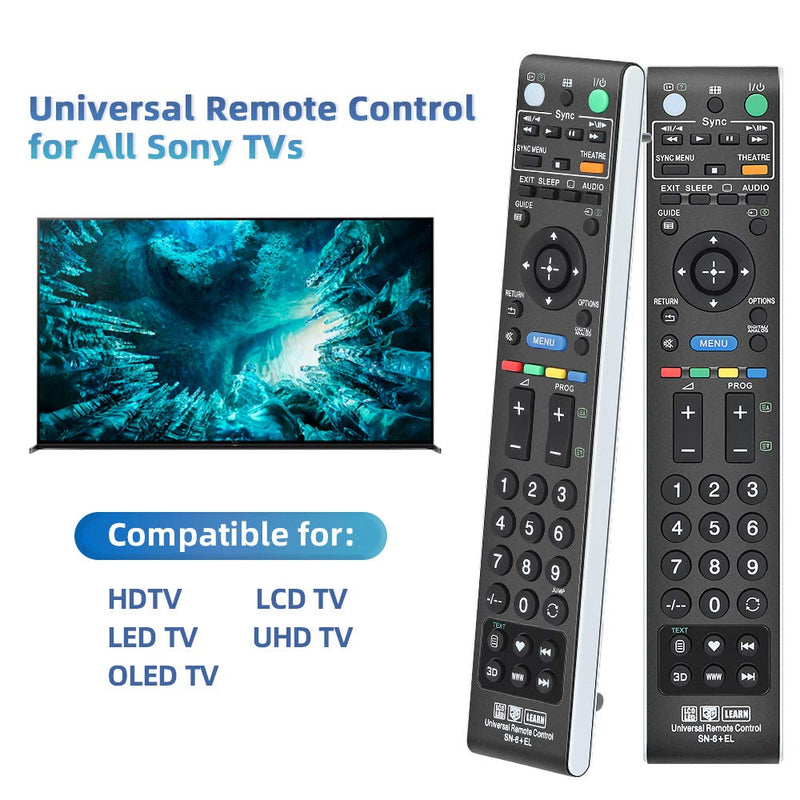 Gvirtue Universal Replacement Remote Control SN-6 Compatible for All Sony Bravia Smart TV-HDTV 3D LCD LED OLED UHD 4K HDR TVs, with Learning Function