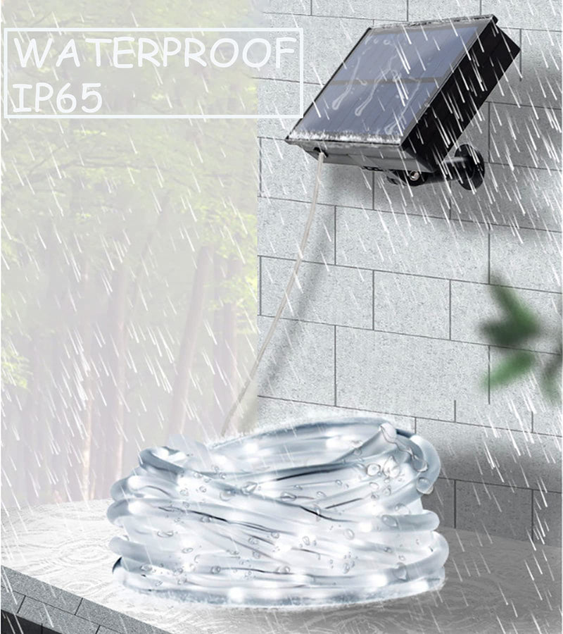 Solar String Outdoor Rope Lights, ZVO 8Modes 100 LED Solar Powered Outdoor Waterproof Tube PVC Light Copper Wire Fairy Light for Garden Tree Party Balcony Terrace Christmas Decor(Warm White) Warm White