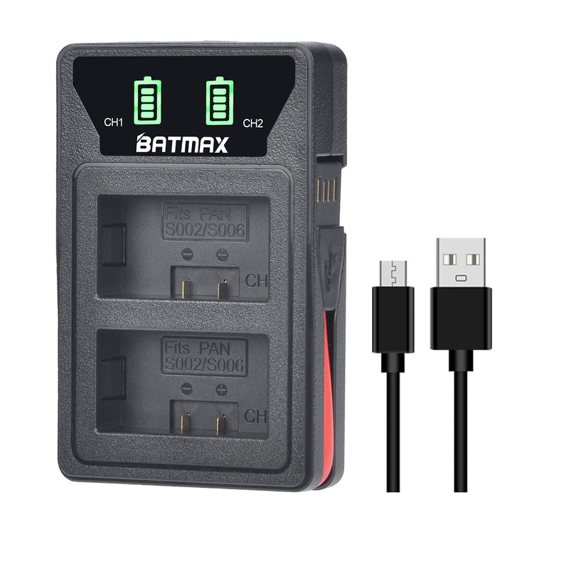 Batmax 2Packs CGA-S006 CGA-S006E Battery + Dual USB Charger for Panasonic Lumix DMC-FZ7 DMC-FZ8 DMC-FZ18 DMC-FZ28 DMC-FZ30 DMC-FZ35 DMC-FZ38 DMC-FZ50 Digital Cameras