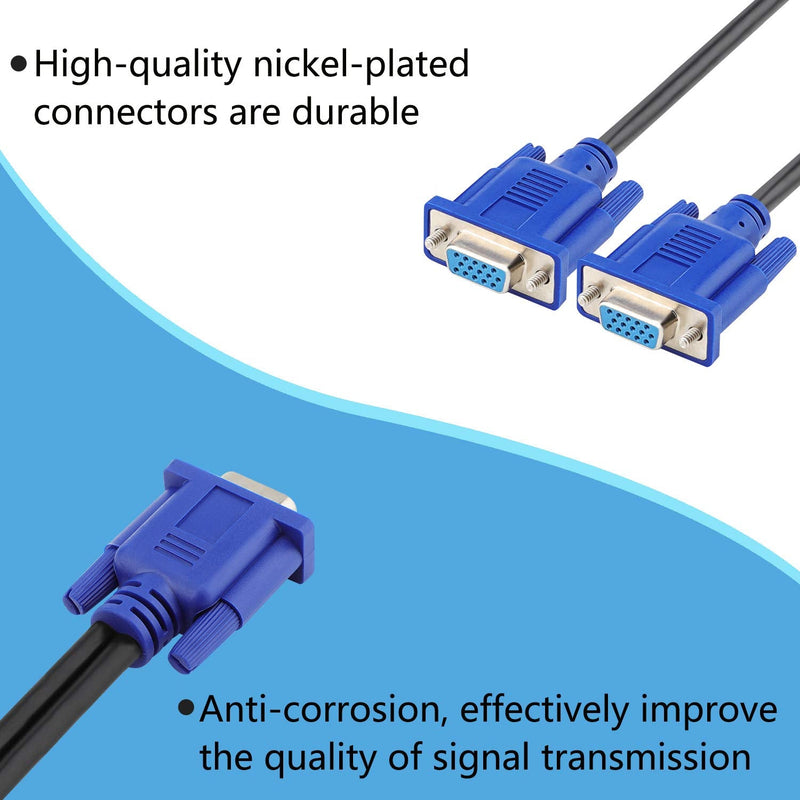 PASOW VGA Splitter Cable Dual VGA Monitor Y Cable 1 Male to 2 Female Adapter Converter Video Cable for Screen Duplication - 1 Feet (No Screen Extension) Male to Female