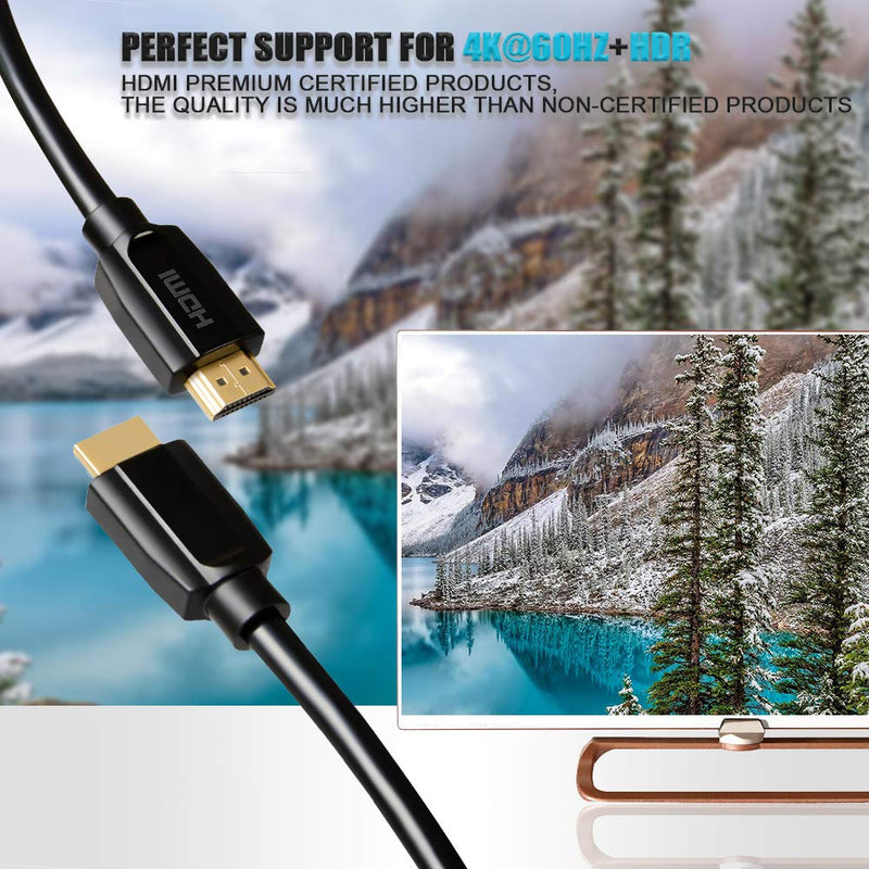 Mrocioa HDMI Cable with Premium Certified 10 feet 18Gbps high Speed Support HDCP 2.2 and 4k + HDR / 2160P/ 1080P/ 720P etc. Design for PS4 PRO/Xbox ONE X/Apple TV 4K HDMI2.0 Device.