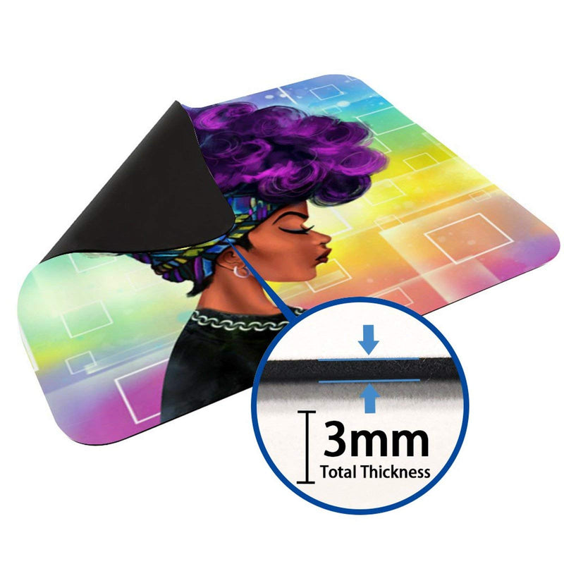 Mouse Pad Custom Design, African Women with Purple Hair Hairstyle Water Resistant Office Mousepad for PC Computers Laptop, 7.9 x 9.8 x 0.1 Inch