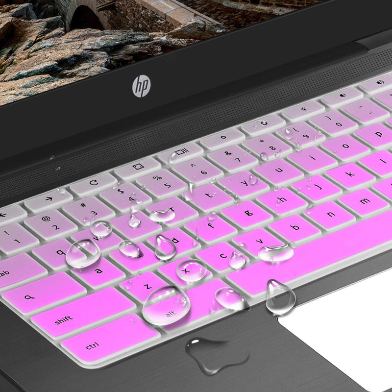 [2pack] Keyboard Cover Skin for hp chromebook 14,hp 14 inch Touch-Screen Chromebook Keyboard Cover,hp Chromebook 14-ak,14-ca Series,hp Chromebook 14 G2 G3 G4 Series(Gradualpurple+Clear) Gradualpurple