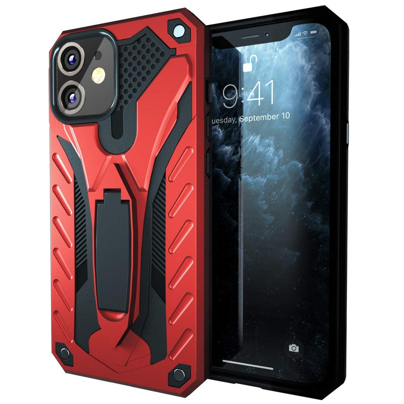 Kitoo Designed for iPhone 11 Case with Kickstand, Military Grade 12ft. Drop Tested - Red Red -11