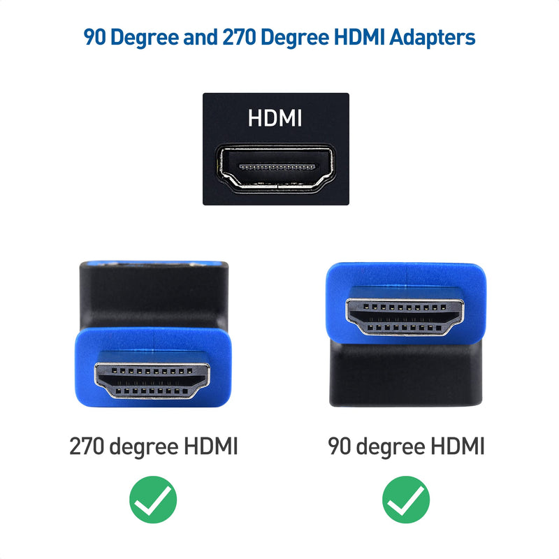 [AUSTRALIA] - Cable Matters Combo-Pack 8K@60Hz / 4K@120Hz 270 Degree and 90 Degree HDMI Adapters with HDR (8K Right Angle HDMI Adapter/HDMI 90 Degree Adapter) in Black 