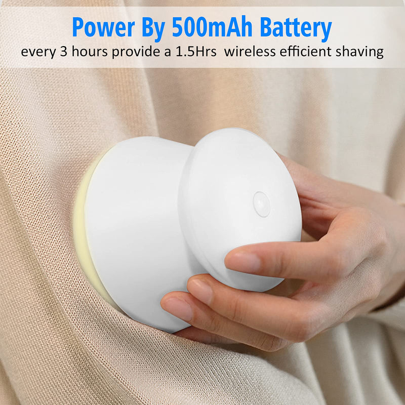 Lint Remover, Uluker Rechargeable Fabric Shaver Lint Shaver Sweater Shaver Clothes Fuzz Remover Depiller with 6-Leaf Blades for Clothes and Furniture - Battery Operated (White) White+light