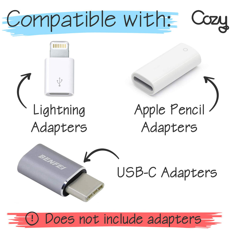 [10-Pack] Charging Cable Cozy by Cozy: Adapter Keeper/Holder/Lanyard Accessories, Compatible with (USB-C, Micro USB, Apple Pencil) adapters | Perfect for Keychain, Car, Travel (Black - 10 Pack) Black 10-Pack