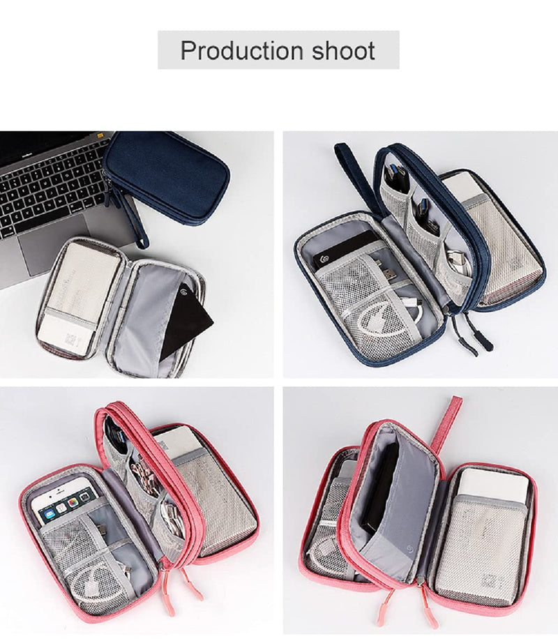 Electronic Organizer Small Travel Cable Organizer Bag for Hard Drives Cables Phone SD Card (Navy) Navy