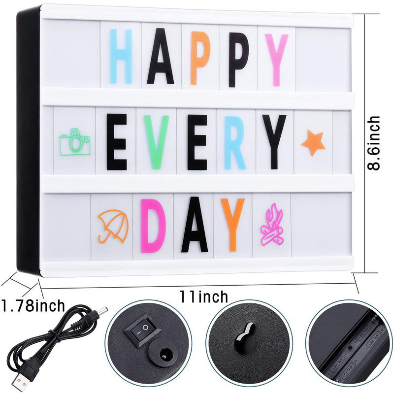Outus Movie Light Box A5/ A4 LED DIY Cinema Light Box and 192 Letters Numbers Emojis Symbols for Home Holiday Party Decoration, USB or Battery Powered (A4, 22 x 30 x 4.5 cm/ 8.7 x 11.8 x 1.8 Inch) A4, 22 x 30 x 4.5 cm/ 8.7 x 11.8 x 1.8 Inch
