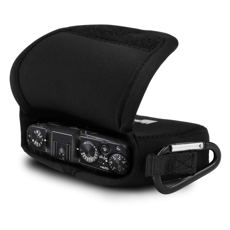 MegaGear ''Ultra Light'' Neoprene Camera Case, Bag with Carabiner for Fujifilm X70 Digital Camera (Black) (MG711)