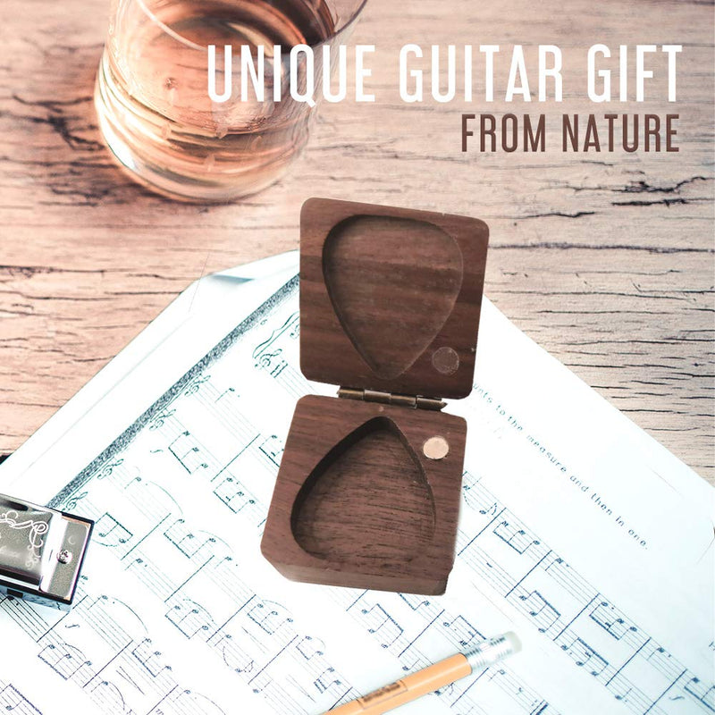 Father's Day Gift from Daughter Son, Walnut Guitar Pick Box, Unique Guitar Gift for Men, Guitar Picks Storage Box, Guitar Gift FOR EVERYONE
