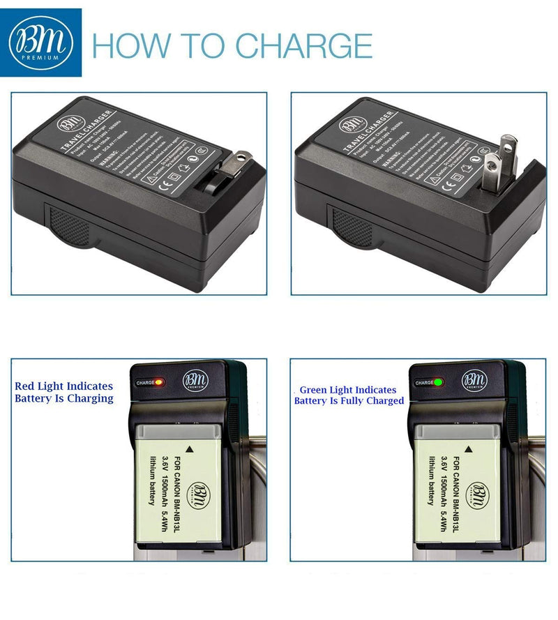 [AUSTRALIA] - BM Premium NB-13L Battery and Battery Charger for Canon PowerShot SX740 HS, G1 X Mark III, G5 X, G5 X Mark II, G7 X, G7 X Mark II, G7 X Mark III, G9 X, G9 X Mark II, SX620 HS, SX720 HS Digital Cameras 