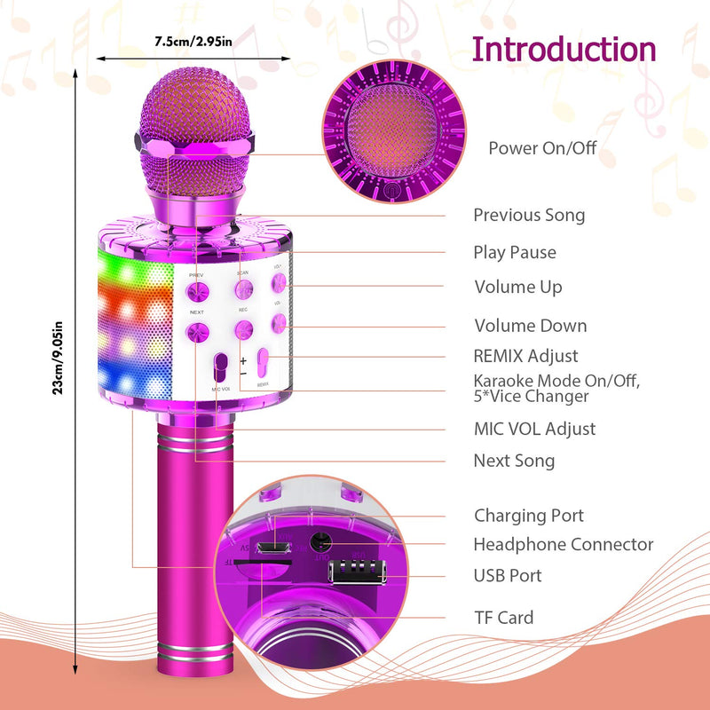 [AUSTRALIA] - Wireless Bluetooth Karaoke Microphone, 4-in-1 Portable Handheld Karaoke Mic Speaker Machine, Christmas Birthday Home Party for Android/iPhone/PC or All Smartphone A-Purple 