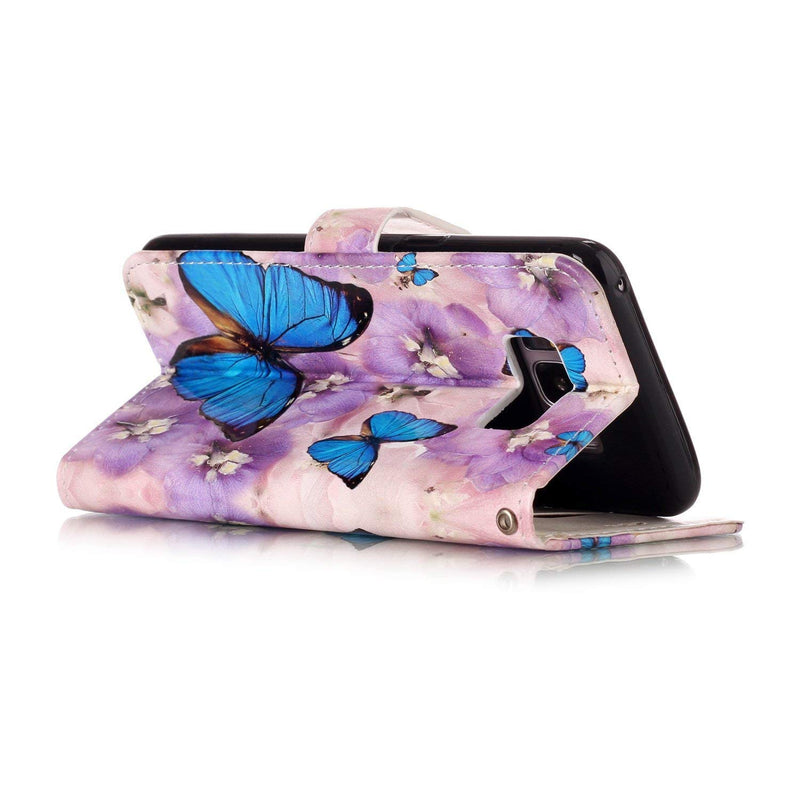 [AUSTRALIA] - PHEZEN Case for Samsung Galaxy A70 Wallet Case,Retro Art Paint PU Leather Bookstyle Magnetic Stand Flip Folio Case Full Body Protective Phone Case Cover for Galaxy A70 - Flower Butterfly 
