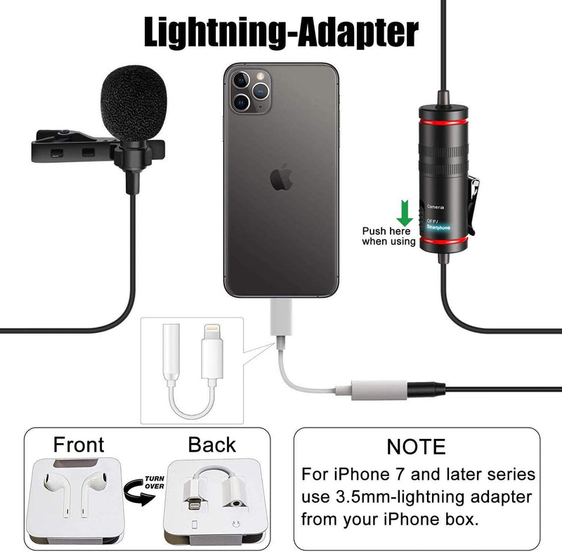 [AUSTRALIA] - Lavalier Microphone for iPhone, Camera, Metal Body Lapel Microphone, Professional Omnidirectional Lapel Mic, Video Recording for YouTube, Conference, Vlogging 