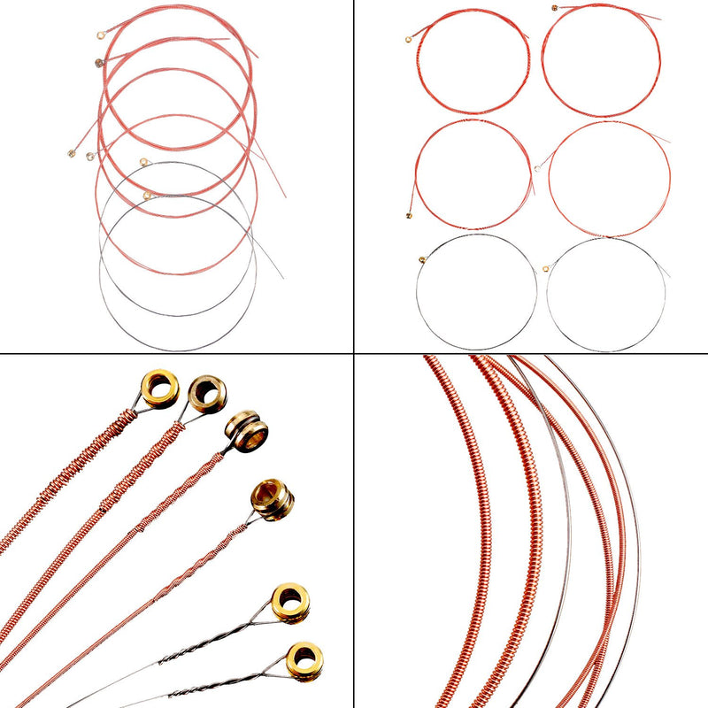 Bememo 3 Sets of 6 Guitar Strings Replacement Steel String for Acoustic Guitar (1 Brass Set, 1 Copper Set and 1 Multicolor Set)