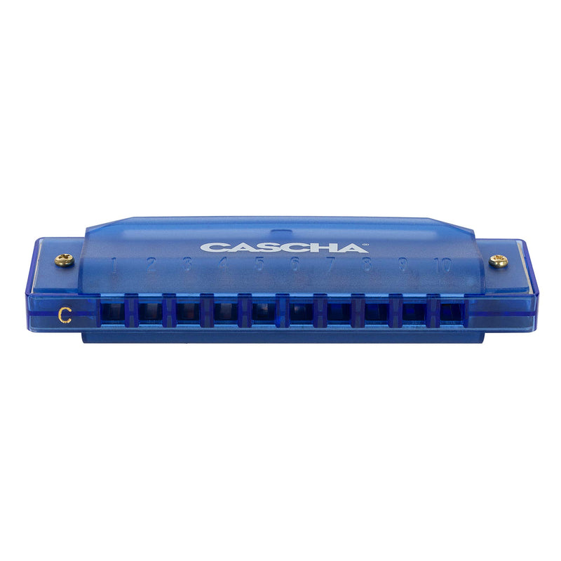 Cascha Fun Blues Harmonica in C Major - Diatonic 10-Hole Harmonica for Children & Adults - Modern Semi-Transparent Design - High Quality & Long Life - Blues Harp Blue