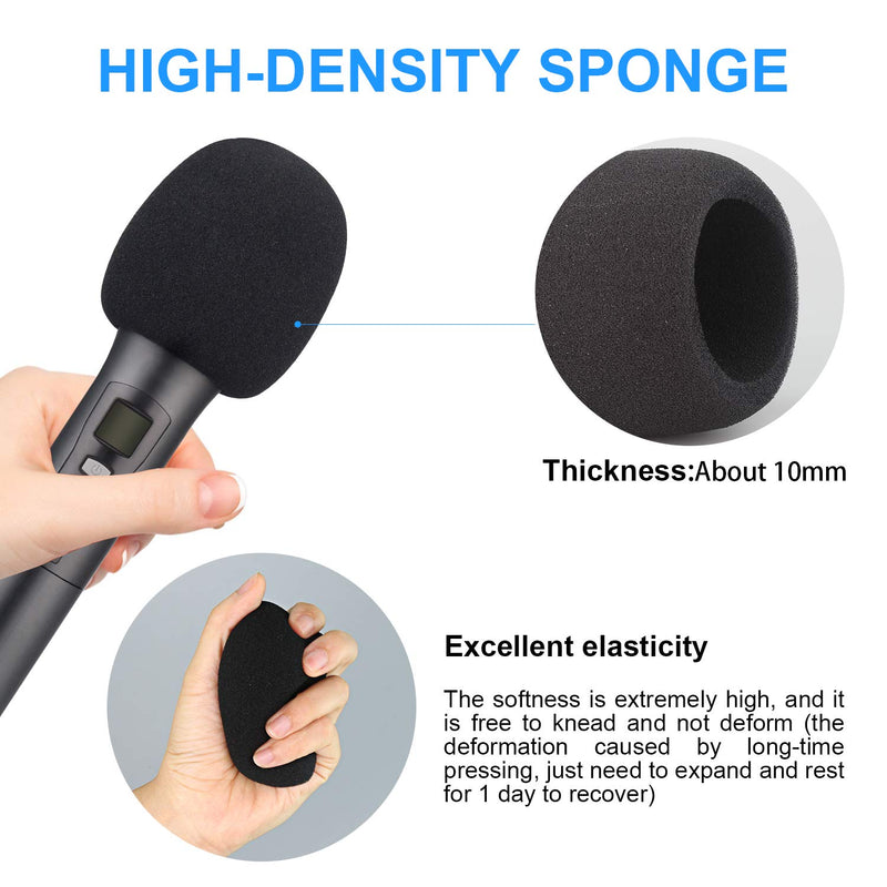 Aokeo Thickened Foam Microphone Windshield Filter used for Handheld microphones, Blue Yeti, Yeti Pro Condenser microphones and Other Medium and Large Microphones (Black, 6 Pack)