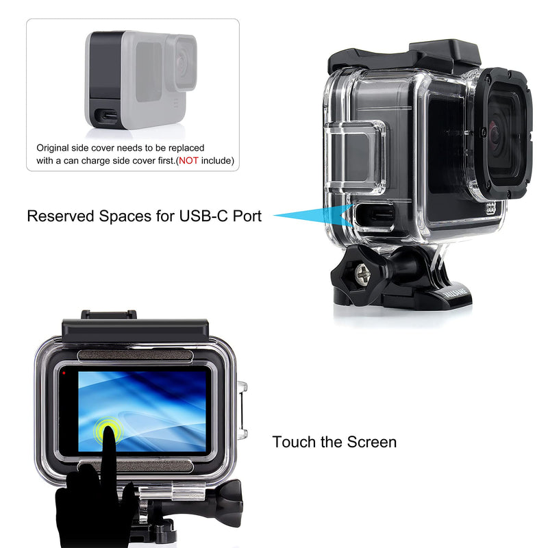 YALLSAME Side Open Case for GoPro Hero 10 9 Black Skeleton Housing Protective Frame Mount Case Features 2 Cold-Shoe Mount and Side Opening for Charging Accessory for GoPro 10 9 Black Housing case for Hero9 10