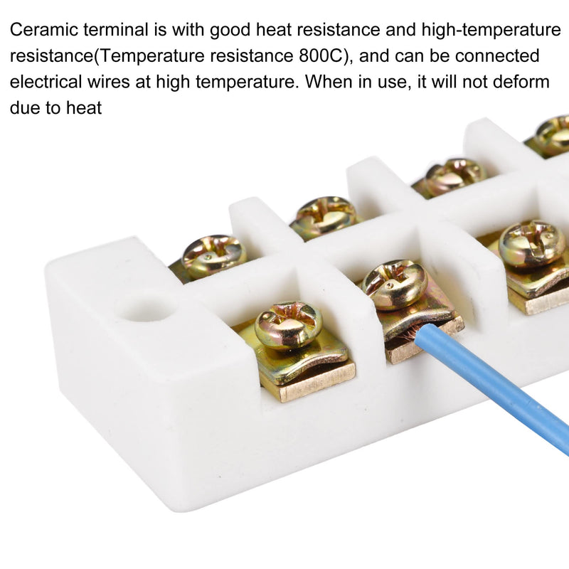 MECCANIXITY Porcelain Ceramic Terminal Block 6 Way High Temperature 96.5x23x20mm for Wire Connector