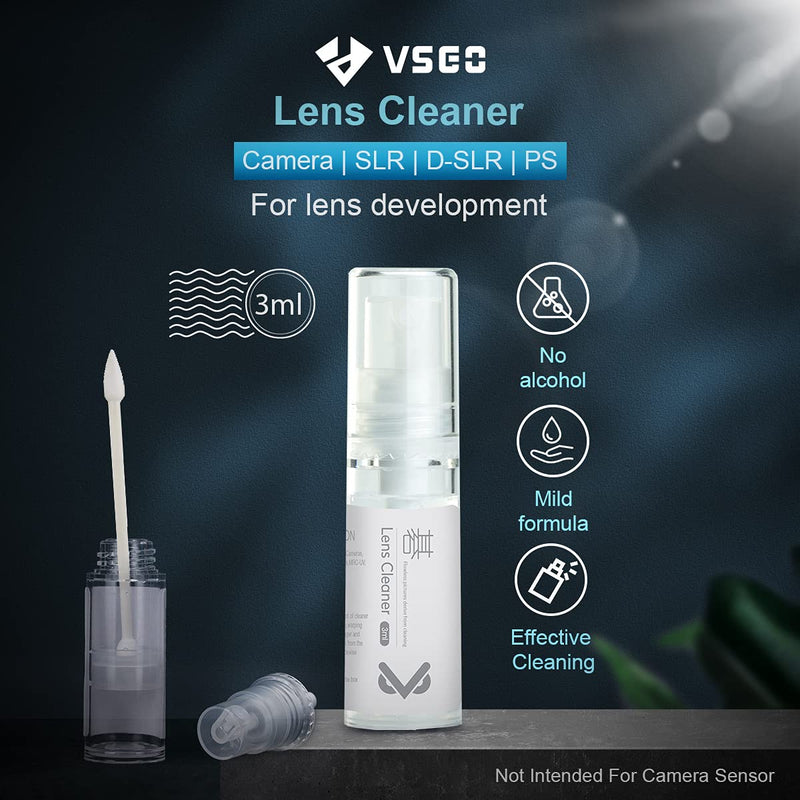 [AUSTRALIA] - VSGO VS-A2E Professional Lens Cleaning Kit with Filter Air Blower Folding Pouch Microfiber Lens Cloth Wet Wipes Lens Cleaner Metal Brush Cotton Swab for Optical Camera Lens Phone Laptop Cleaning 