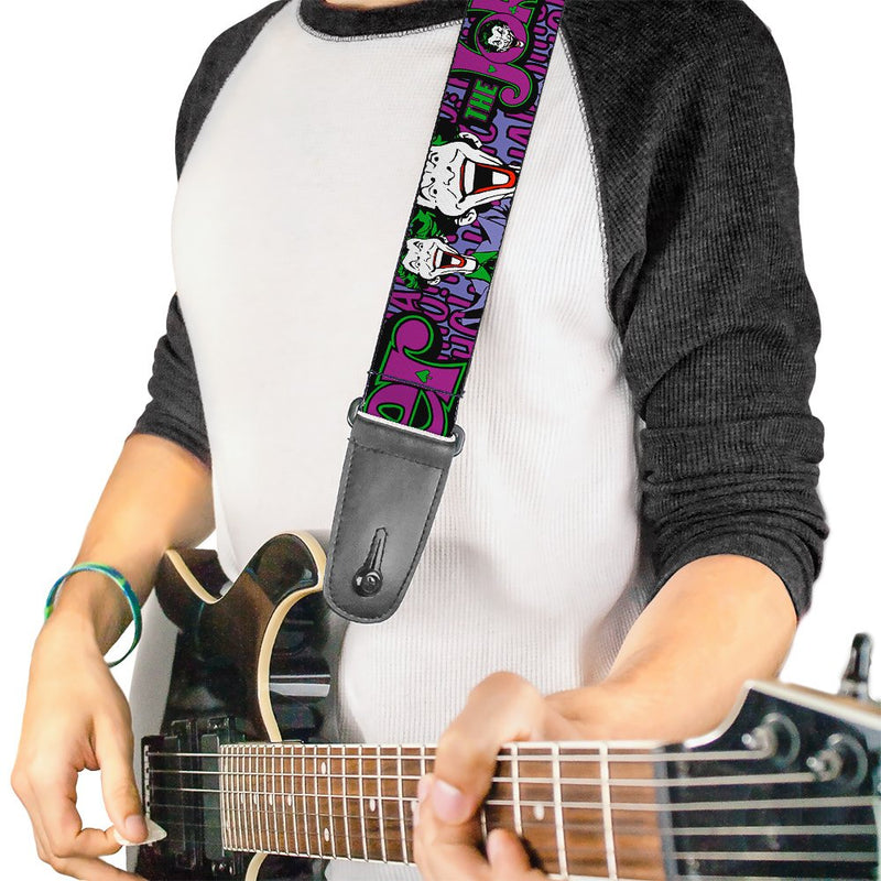 Guitar Strap - Joker Face Logo Spades Black Green Purple