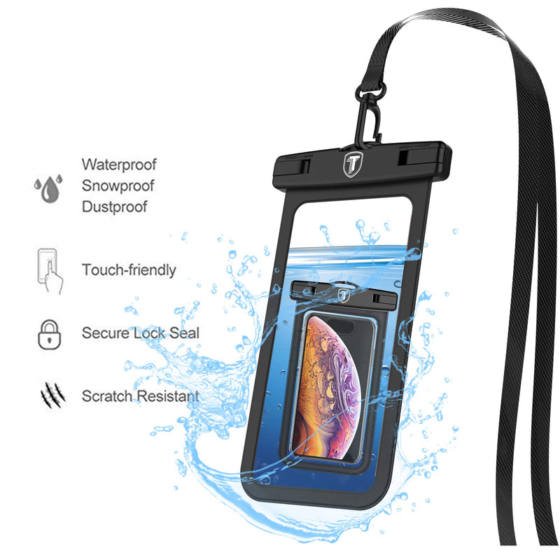 Njjex Waterproof Phone Pouch 2-Pack Cell phone Dry Bag Case & Lanyard For Samsung Galaxy Note 20 Ultra S21 Plus S20 S10 S9 S8 A01 A11 A21 A51 A71 A02S A12 A32 A42 A52 iPhone 13 Pro Max 12 11 Xs Xr 8 7 Black (2 Pack)