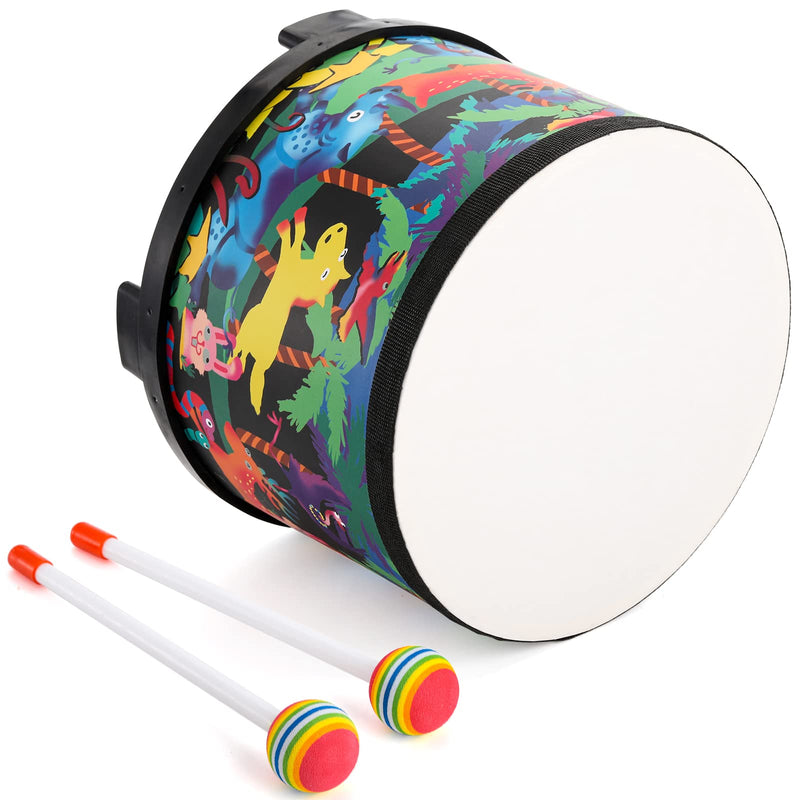[AUSTRALIA] - Tosnail 8 Inch Floor Tom Drum with Storage Bag and Mallets for Kids, Percussion Instrument Musical Toy for Children, Toddlers, Christmas Birthday Gift - Jungle 